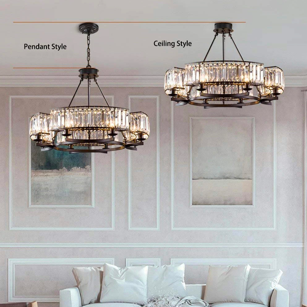Round Modern Rustic Crystal Chandelier - Image 10