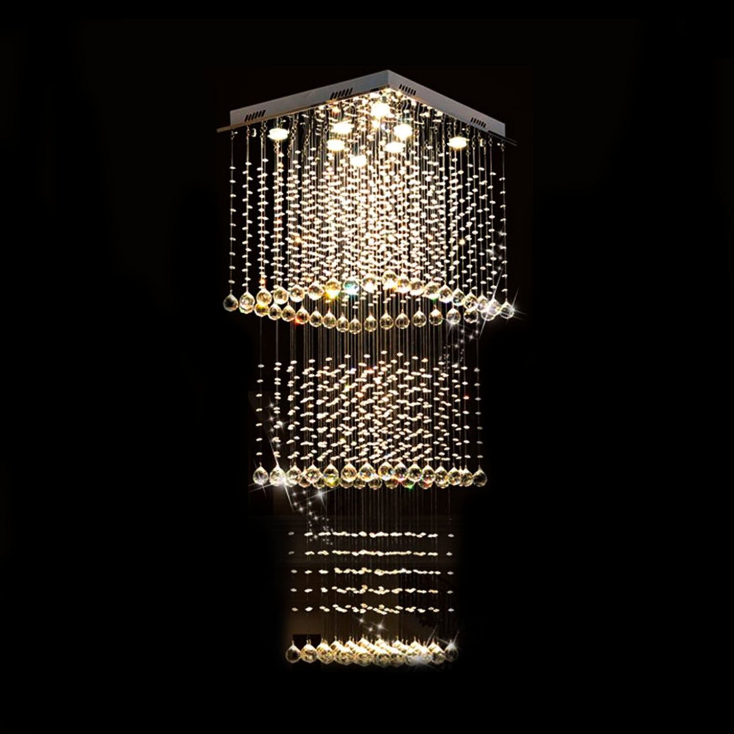 Square Long Crystal Raindrop Chandelier - Image 4