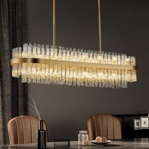 Virella Gold Crystal Rectangular Chandelier