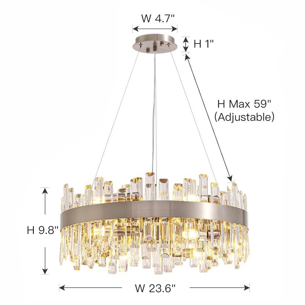 Aurum Elegance Brushed Nickel Crystal Chandelier - Image 11