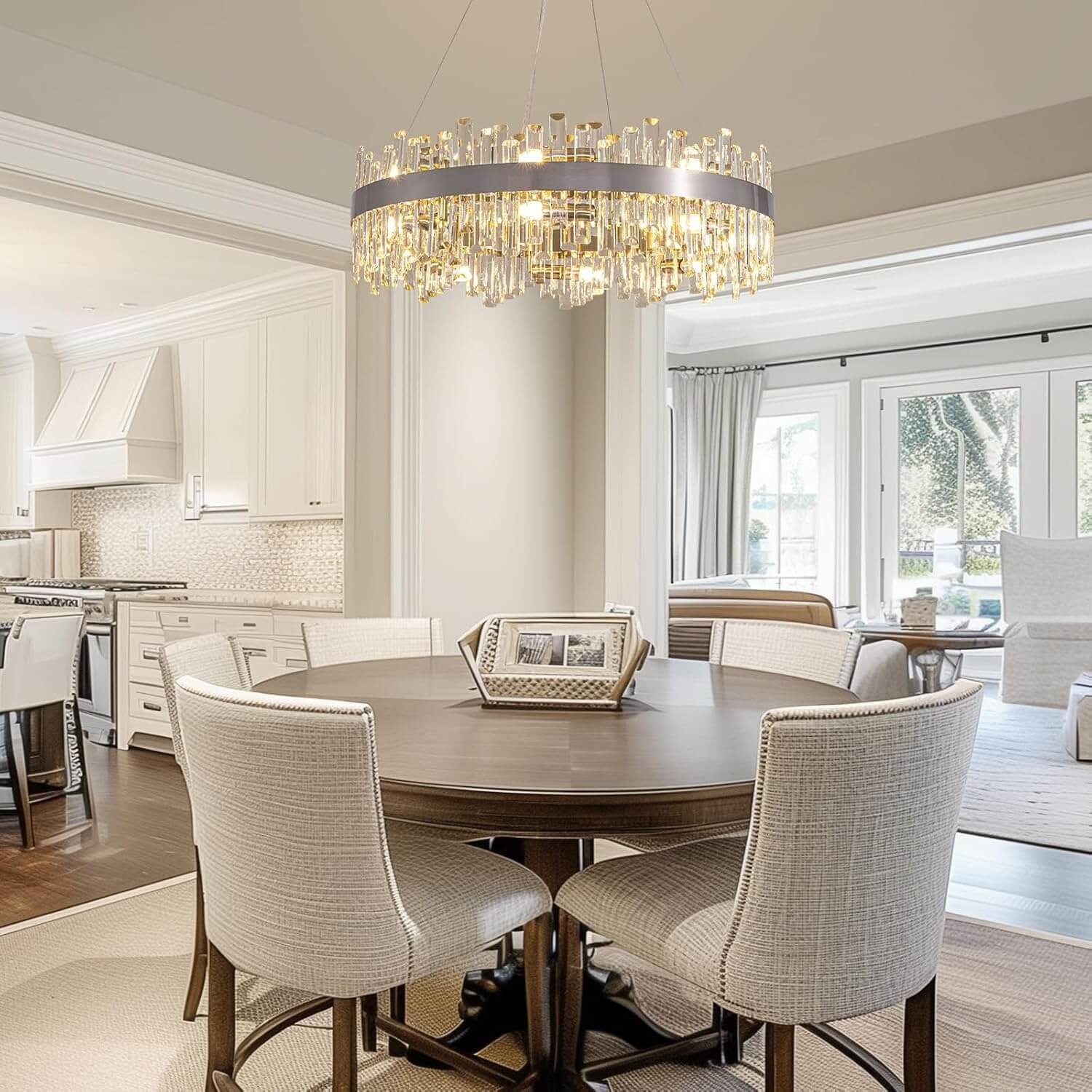 Aurum Elegance Brushed Nickel Crystal Chandelier - Image 2