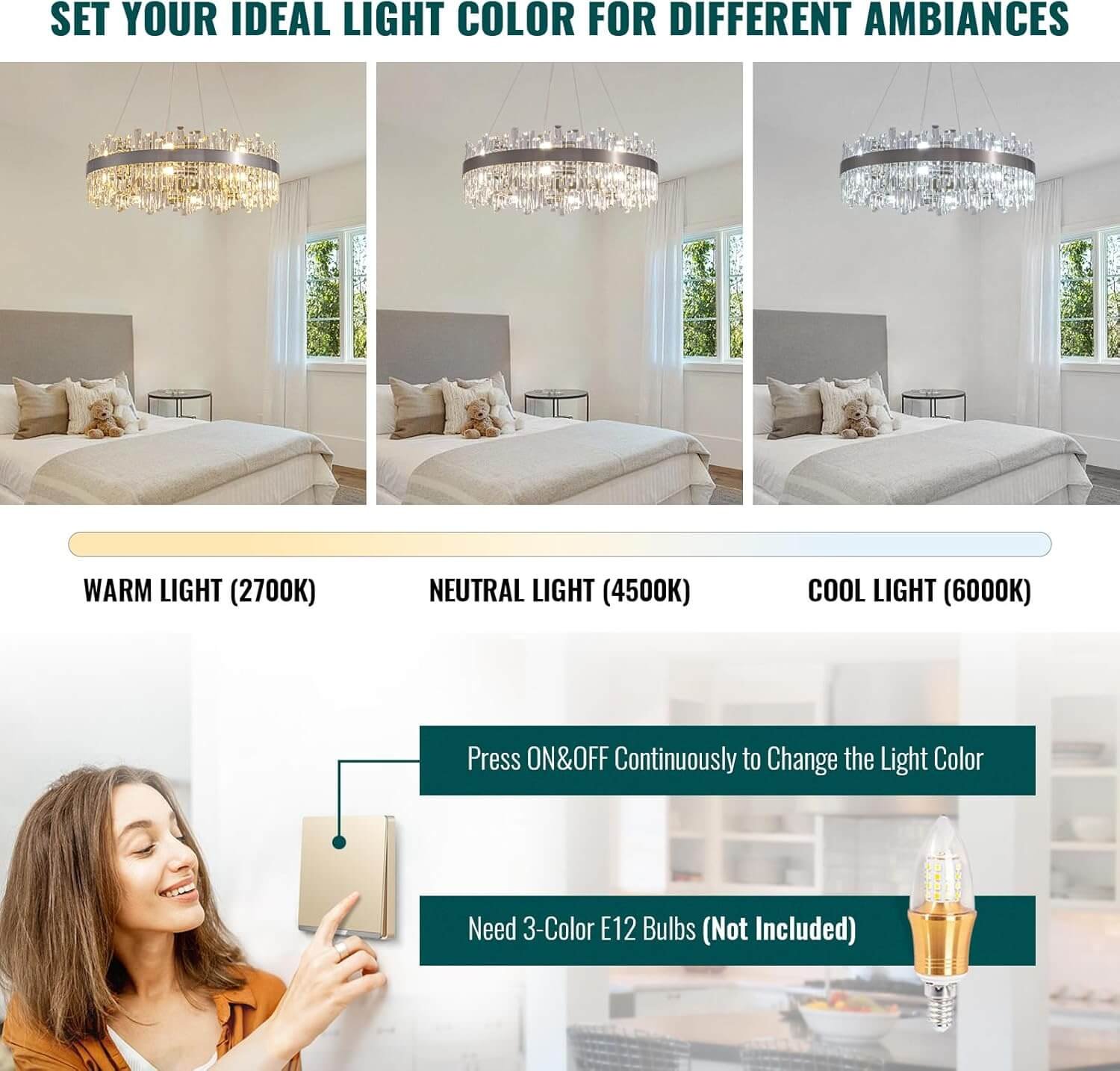 Aurum Elegance Brushed Nickel Crystal Chandelier - Image 6