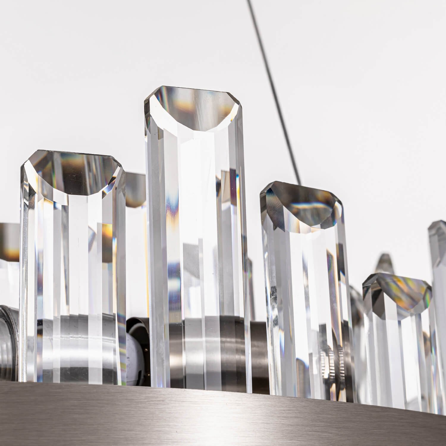 Aurum Elegance Brushed Nickel Crystal Chandelier - Image 9