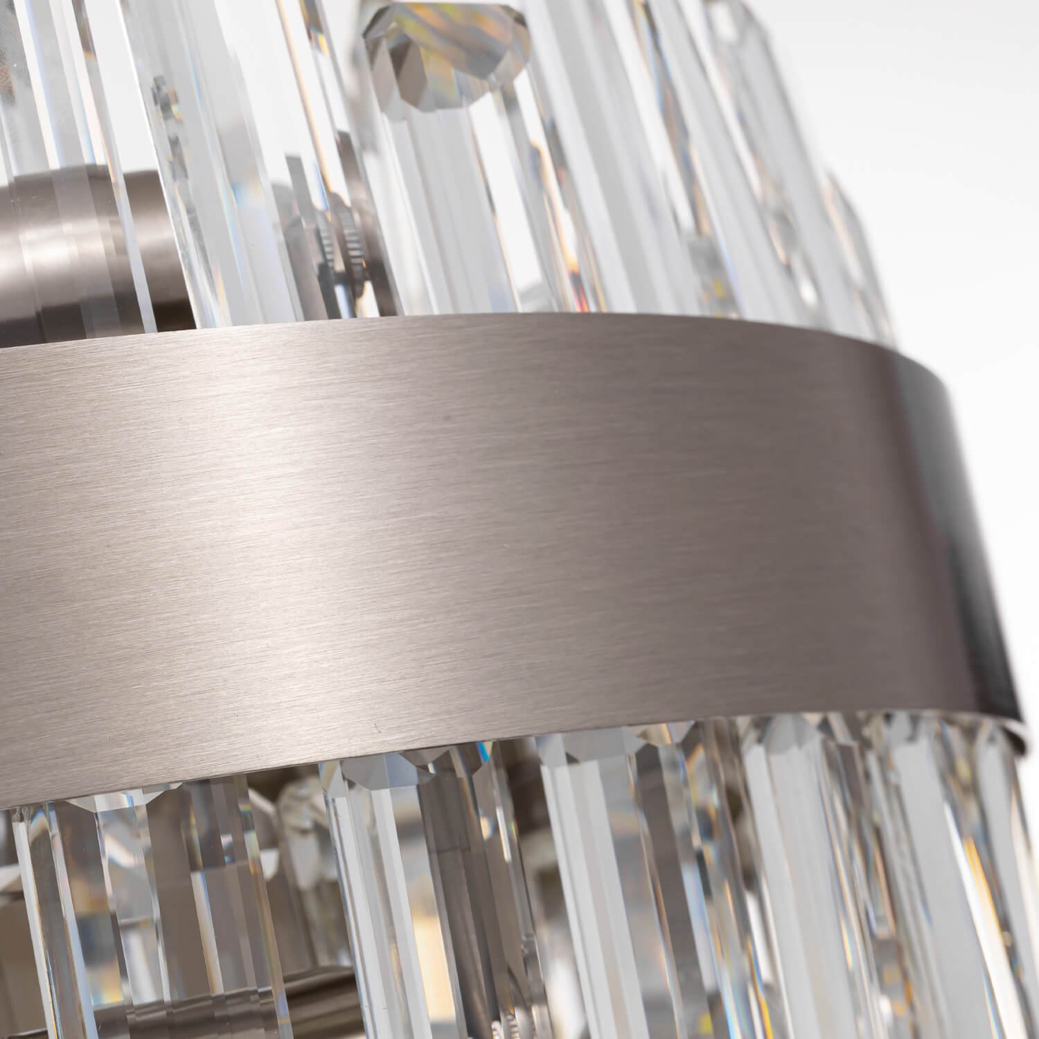 Aurum Elegance Brushed Nickel Crystal Chandelier - Image 8