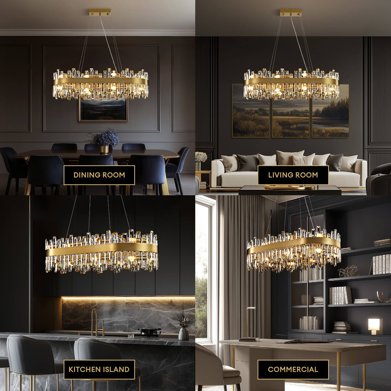 Luxora Elegance Gold Crystal Chandelier - Image 3