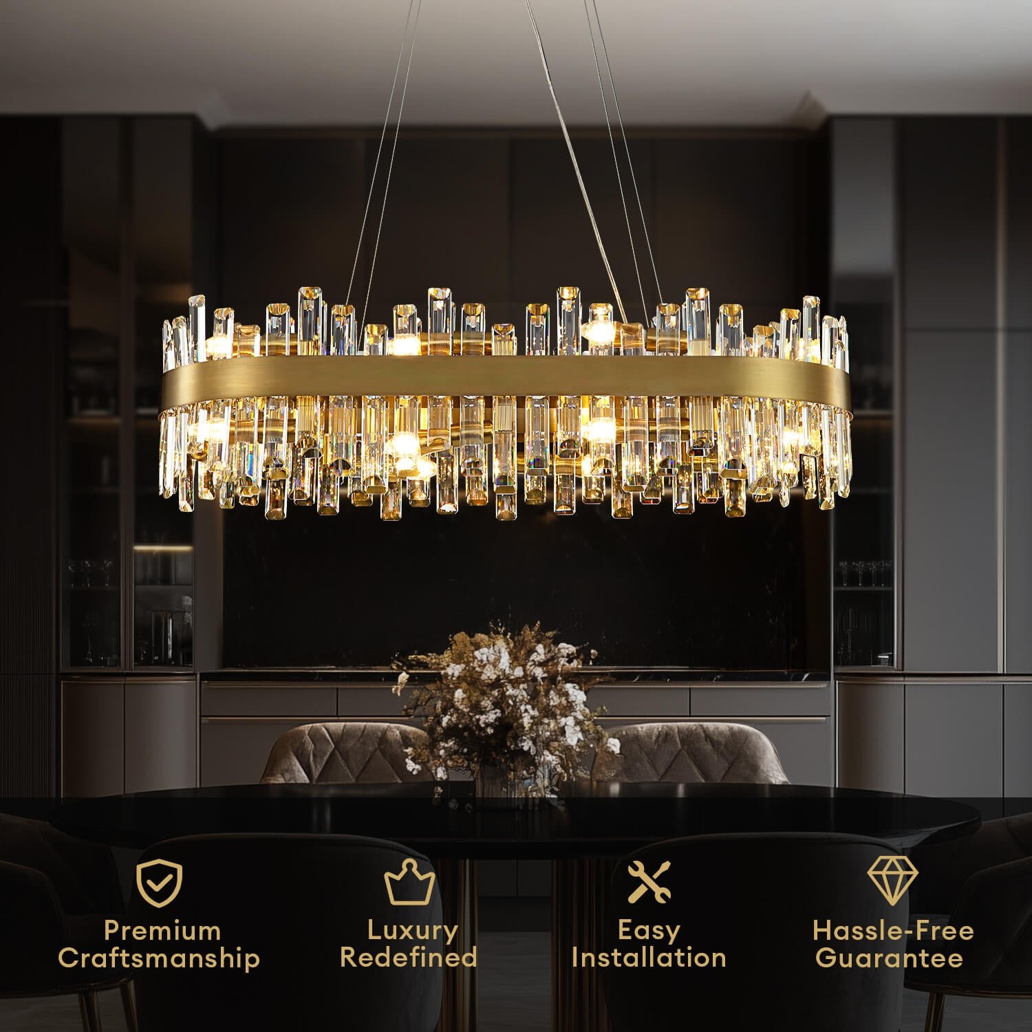 Luxora Elegance Gold Crystal Chandelier - Image 2